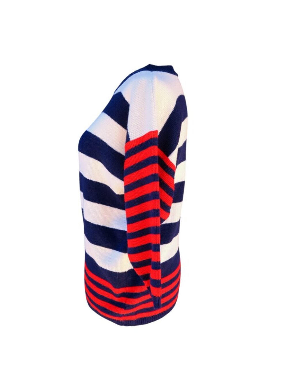 Marlene Nautical Stripe Sweater (Small) – Navy, Cream & Red, Boat Neck, 1980s - Picture 2 of 4